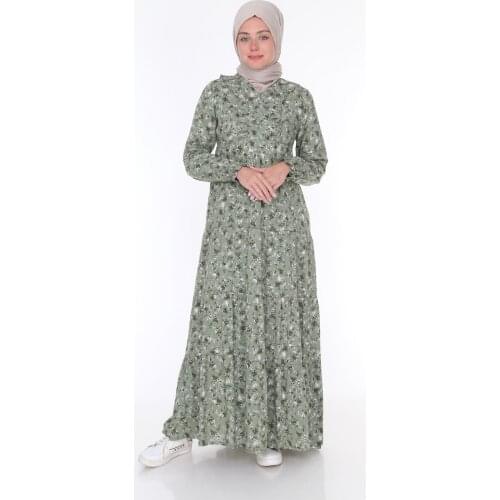 Islamic Dress Abaya for Summer Turkish Clothing Flexible Lined Voile Viscose Fabric Openable Zipper Yoke Pleated Hidden Pocket