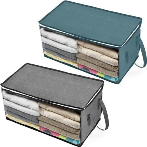 58x31x30cm Space Saver Clothes Quilt Blanket Storage Bag Box Portable Foldable Clothing Wardrobe Organizer