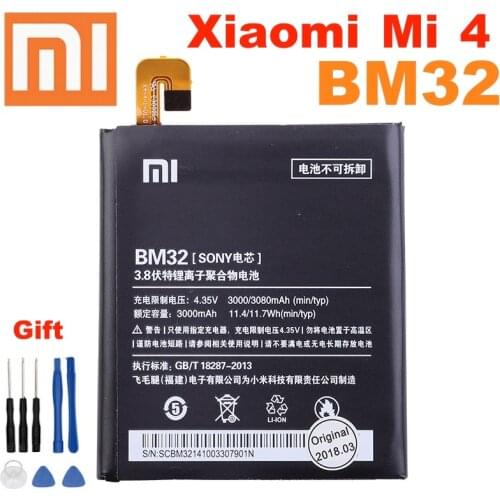 Original Replacement Battery For Xiaomi Mi 4 M4 Mi4 BM32 Genuine Phone Battery 3080mAh