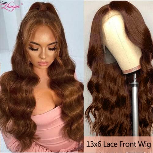 Brown Body Wave Lace Front Wig Brazilian Human Hair Wigs For Women 13x6 Lace Front Wig 30 Inch Transparent Lace Wigs Pre Plucked
