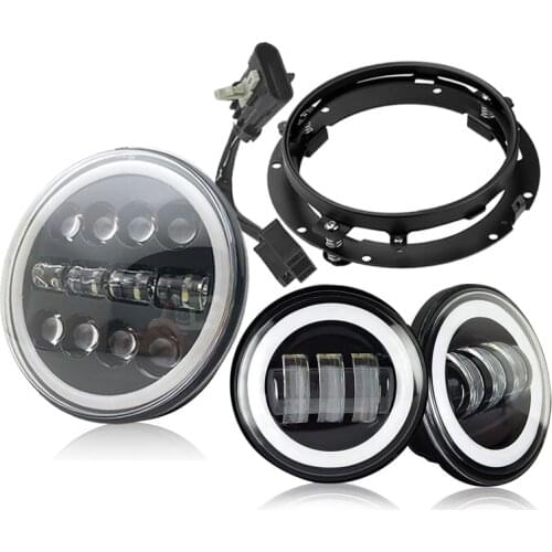 For H arley 7 inch LED Headlight - Road King, Street Glide, Softail, and Electra Glide with 4.5 inch fog light with Mount Bucke