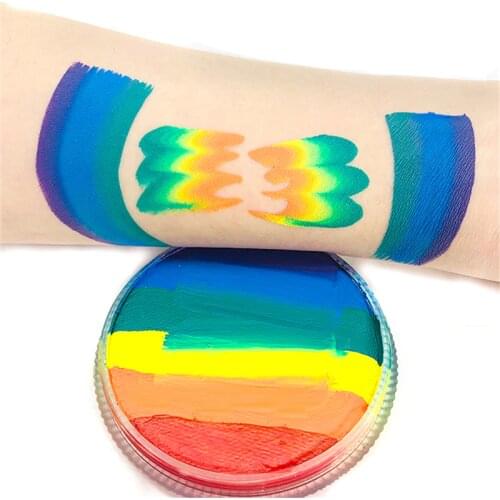 30g Water Activated Profession Rainbow Split Cake Painting Face Body Graphic Eye Liner Paint Fluorescent Matt Pearl