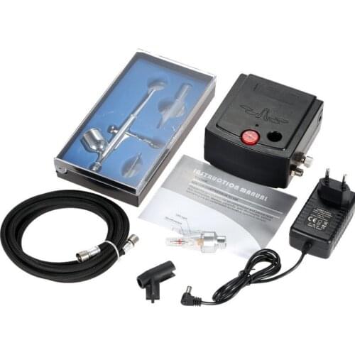 100-250V Professional Gravity Feed Dual Action Airbrush Air Compressor Kit Art paint tattoo nail cake spray kit