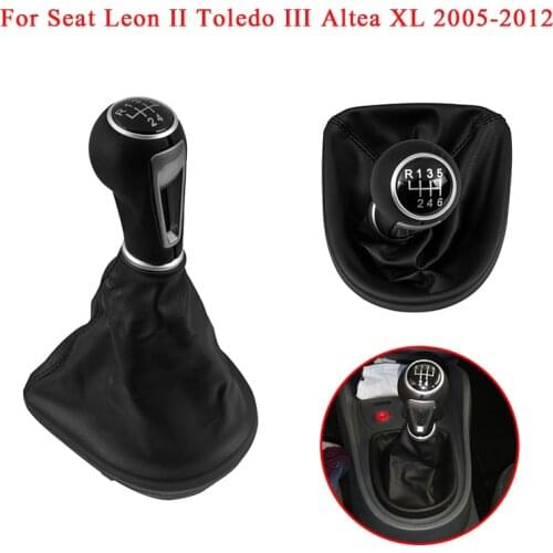 Manual 5/6 Speed For Seat Leon II Toledo III Altea XL 2005-2012 Car Gear Stick Shift Knob Head Lever Stick Shifter Gaitor Boot