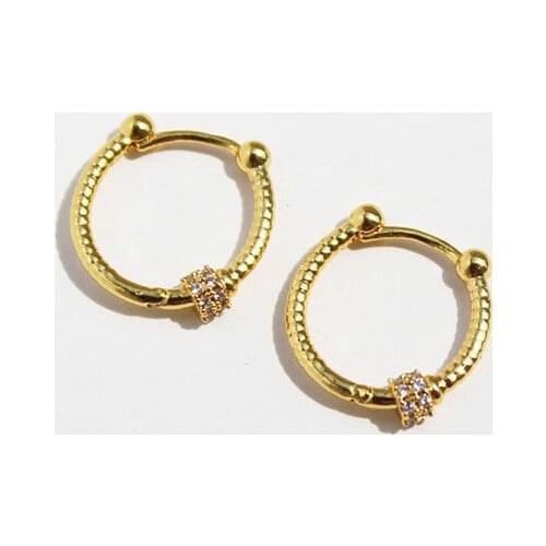 WTLTC Minimal OL Stylish CZ Stone Round Hoop Earrings For Women 1.6cm Metal Circle Hoops Earrings With Charms Accessories Gifts