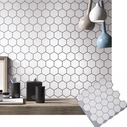 Hexagon 3D Wall Sticker Self Adhesive Wallpaper Peel and Stick Wall Tiles Stickers for Kitchen Bathroom Backsplash Home Decor