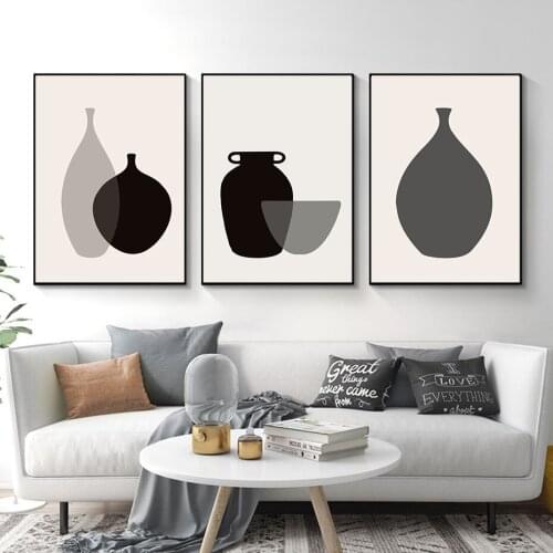 Boho Terracotta Glass Vases Poster Canvas Print Contemporary Aesthetic Painting Wall Pictures for Living Room Decoration