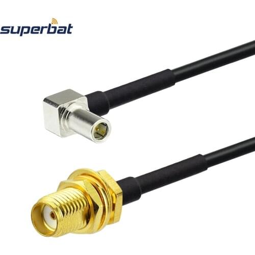Superbat SMA Jack Bulkhead Straight to MS-147 Plug Right Angle Pigtail Cable RG174 6" for Antenna Wireless