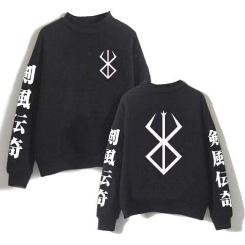 Anime Unisex Berserk Logo Hoodie O-neck Casual Print Cloth