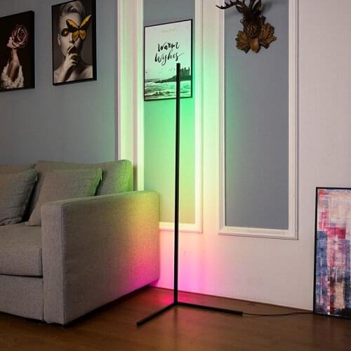 Nordic RGB Corner Floor Lamp Modern Simple LED Rod for Living Room Floor Lamp Bedroom Atmosphere Standing Corner Light Fixtures