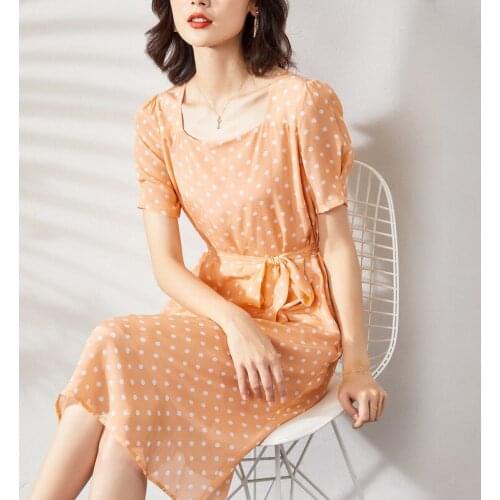 Yellow polka dot silk floral dress women 2020 summer long work boho beach office sexy party luxury dresses plus size