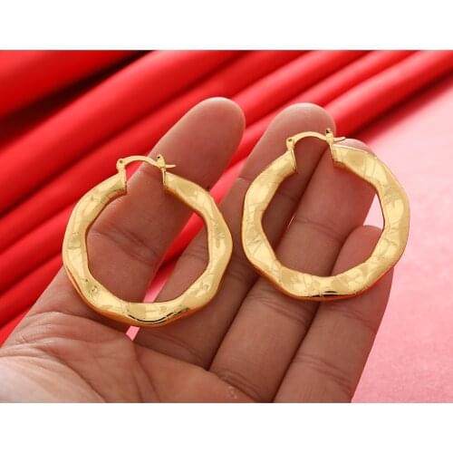 Dubai Gold Color Earrings 24K For Women Wedding Jewelry Womens Earrings For Girls Bridal Wife Gifts African Dubai French