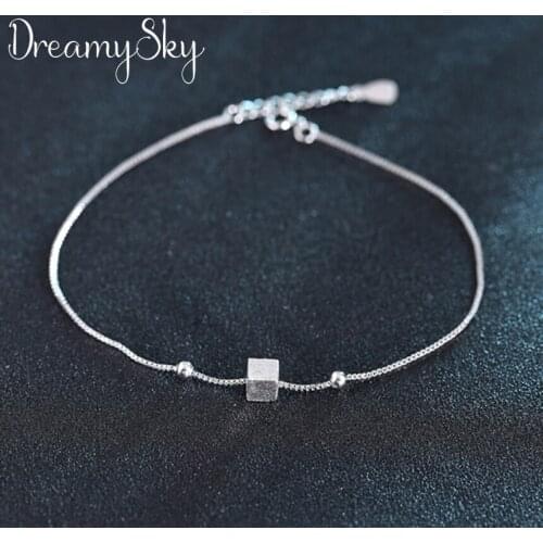 Summer Vintage Silver Color Cube Box Bracelets For Women New Fashion Charms Chain Bracelets Girls Jewelry