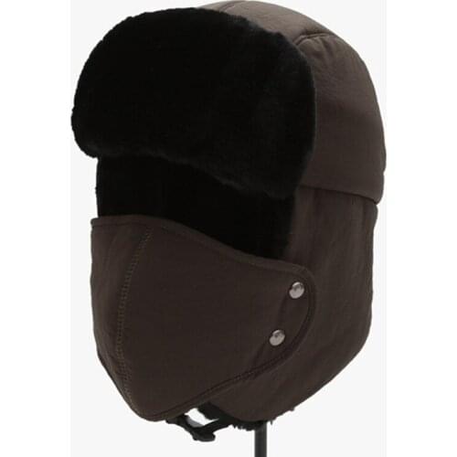 2021 Winter Men Women Warm Bomber Hats Plus Velvet Fluffy Ear Protection Earmuffs Caps With Mask New Couples Thermal Ski Hat