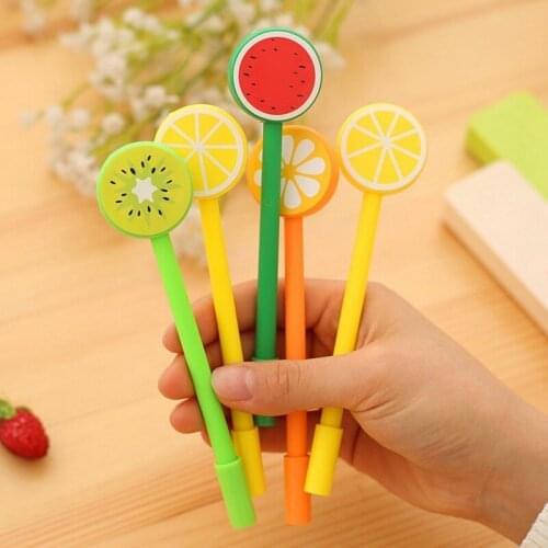 1Pcs stationery creative cartoon fruit gel pen student Kawaii Ball Pens Office School Supplies Free shipping