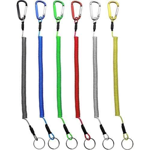 1Pcs Carabiner Anti-Lost Rope sub-Plier Control Fish Hang Buckle Rope 6 Color Strong Pull Lanyard