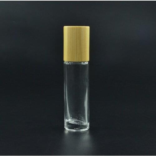 10ml clear glass bottle steel roll ball bamboo lid eye cream/perfume/essential oil,deodorant skin care packing