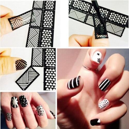 100sets 6pcs/set Reusable Stamping Tool DIY Nail Art Hollow Template Stickers Stamp Stencil Guide woman