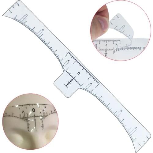 100 Pcs Accurate Permanent Makeup Eyebrow Tattoo Shaping Tools Disposable Eyebrow Measurement Ruler Sticker Calipers