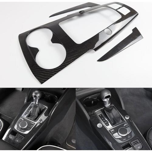 3pcs Matte or Bright Carbon Fiber Interior Moldings Central Control Panel Trim For Audi A3 8V S3 RS3 2014 -2018 Car Accessories