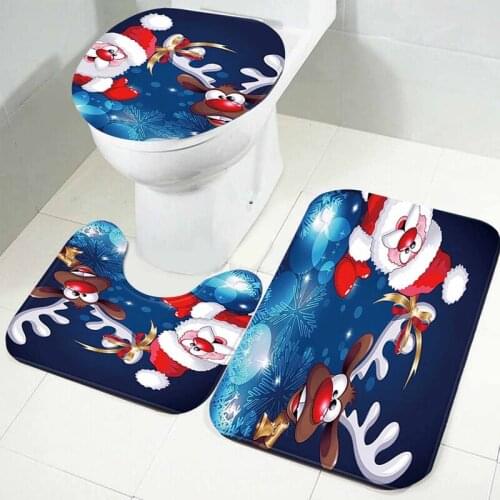 3 pcs/set Christmas Theme Toilet Seat Cover Bathroom Floor Antislip Mat Closestool Seat Pad Bathroom Rugs Sets
