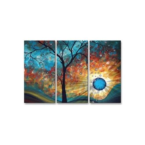 3pcs Hand Painted Aqua Burn-Modern Canvas Art Wall Decor-Abstract Oil Painting Wall Art