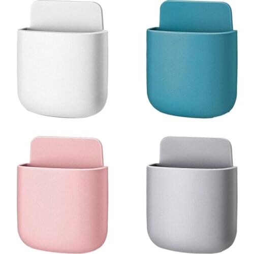 4 Pieces Remote Control Holder Wall Mount Self Adhesive Storage Box Adhesive Wall Mount Organizer Pen Holder For Wall