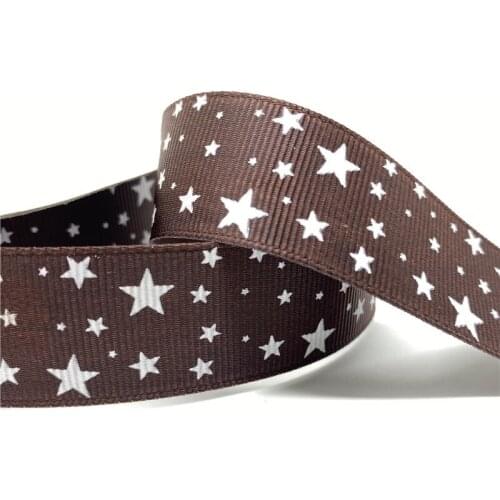 5yards 1" 25MM Grosgrain Ribbon Printed Stars for Christmas Wedding Decoration DIY Sewing Handmand Craft Accessories #03