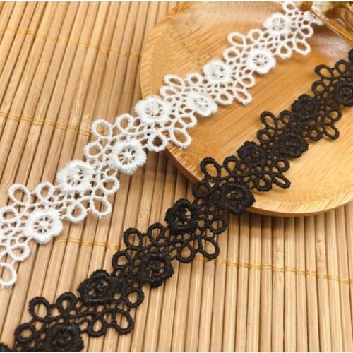 5 Yards 2.1cm Width High Quality Black White Embroidered Lace Trim Applique Lace Fabric Sewing Accessories