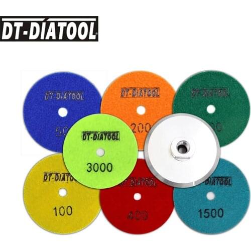 8pieces/pk Dry Flexible Polishing Pads and AL based backer 4inch Diamond Resin Bond Sanding Disc For Granite Marble Stones