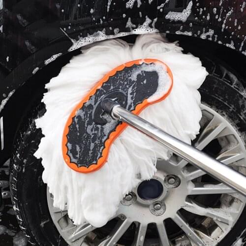 90CM Car Adjustable Telescopic Cleaning Wiping Soft Milk Silk Mop Wash Brush Tool Telescopic Soft Wool Car Wash Brush Long Rod