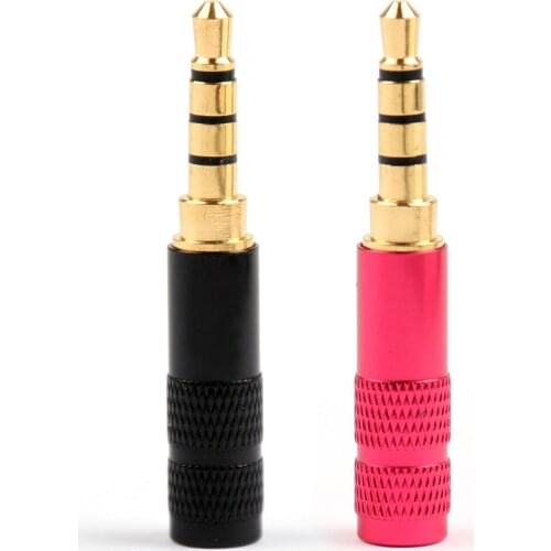Areyourshop Black+Red Gold 3.5mm Stereo 4 Pole Headphone Mini Jack Audio Solders For Video