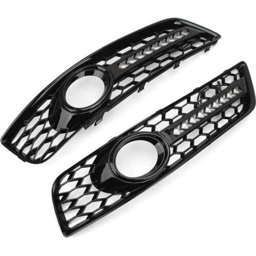 Car accessories mesh grille Glossy Black Fog Light Grille Cover with Light 8P0807682D Fit for A3 8P Sportback grill mesh