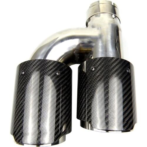 Car Universal Dual End Pipe sliver Stainless Steel Exhaust Tip carbon fiber Muffler Tip for Audi