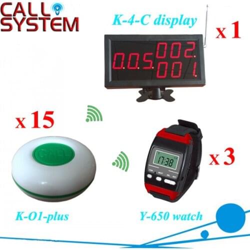Wireless communication devices Waiter buzzer call for pizza shop (1 monitor 3 wrist watch 15 table button)