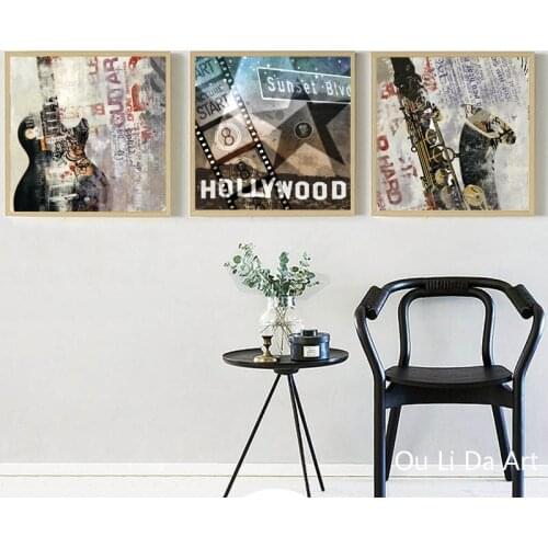 No frame modern instruments violin music scenery canvas printings oil painting printed on canvas bar wall art decoration picture
