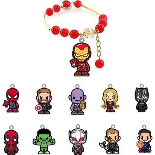 Disney Marvel Anime Character Bracelet Spider-Man Iron Man Hulk Acrylic Bracelet Red Bead Bracelet Epoxy Resin Bracelet Jewelry