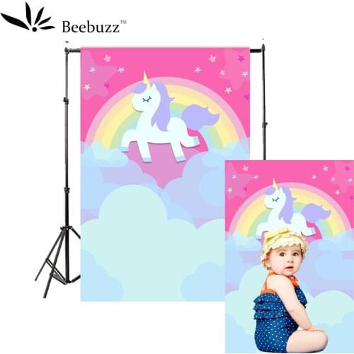 Pink unicorn cartoon background photography studio photophone Cute photo shoot for children