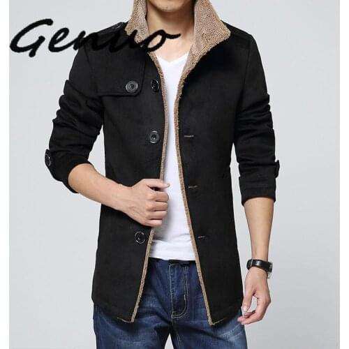 Man Long Sleeve Male Thick Overcoat Slim Plus Size Mens Black Winter Coat Windbreaker Boys Outerwear Woolen Blend Coat 3xl 4xl