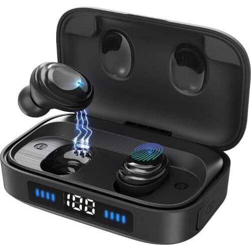 H01 LED Electric Display Bluetooth 5.0 In-ear Stereo Music Headset Wireless Earphone IPX7 Waterproof TWS 9D Stereo Music Earbuds