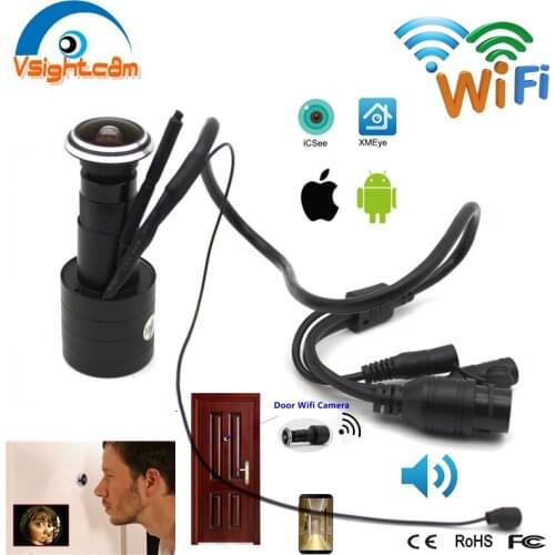 Security 1080P Mini Wifi Door Eye Hole IP Camera Optional Wide Angle FishEye Lens Peephole CCTV Network Audio Camera P2P Onvif