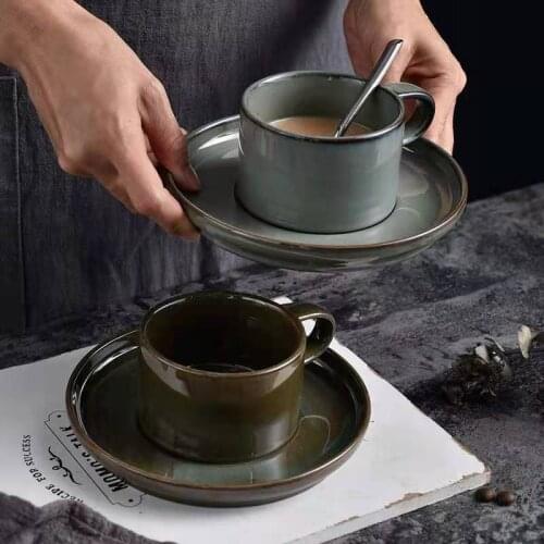 Creative Gift Ice Crack Glaze Ceramic Cup with Saucer Porcelain Tea Cup Cafe Party Drinkware