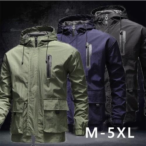 Mens Jackets Spring Autumn Casual Coats Solid Color Mens Sportswear Windproof Overcoat Male Outwear Outdoor Windbreaker Coats