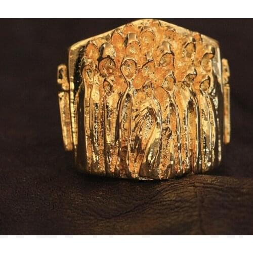 LINSION Gold Plated Brass Nothingness World Ghost Ring Mens Punk Jewelry GP273 US Size 7~15