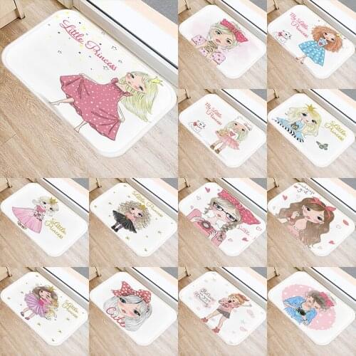 Cute Girl Printed Kitchen Entrance Door Mat 40*60 Coral Velvet Carpet Doormat Colorful Indoor Floor Mats Anti-Slip Rug 48053