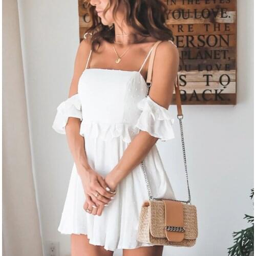Hirigin Sling Hollow Out Patchwork Mini Dress Women Summer Sleeveless Short Dresses Female Elegant Vintage Vestidos Mujer