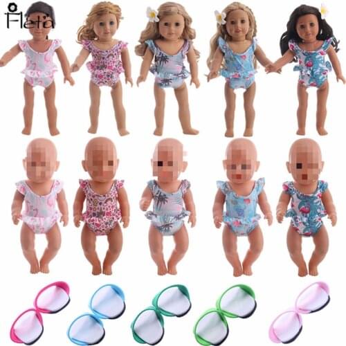 Fleta Fashion Summer New Shoulder Print Dress For 18-Inch American Doll Or 43 Cm Doll Our Generation Of Toy Doll Accessories