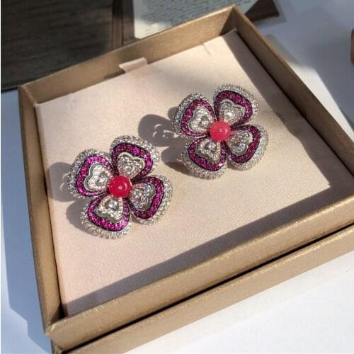 Fashion Jewelry 925 Sterling Earrings Green Crystal Big Earrings Top Quality Fashion Party Women Jewelry