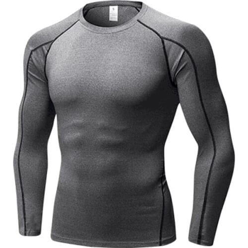 Mens Compression Sportswear Gym Running Sport Long Sleeve Basketball Clothes Tight Fitness Jogging Shirt