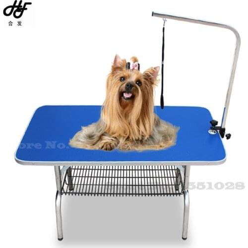 25% A Cheap Foldable Stainless Steel Pet Grooming Table for Small Pet Portable Operating Table Rubber Surface Bath Desk BluePink
